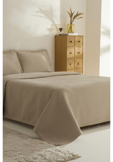 Karaca Home Juno Çift Kişilik Yatak Örtüsü Bej Bej