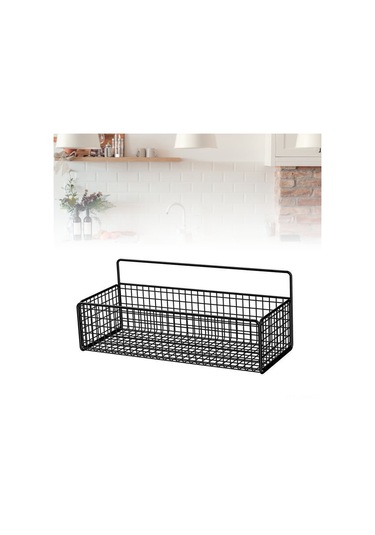 Kosona Demir Duvar Asma Depolama Sepeti - Evde Kolay Kurulum, Çok Amaçlı Kullanım, Odaları Düzenle Siyah Siyah