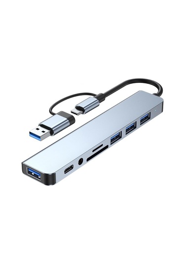 Singree 8'li Usb Hub: Hızlı Veri Aktarım, Sd/tf Kart Okuyucu Ve 3.5mm Ses Portu İle Type-c Bağlantı İstasyonu