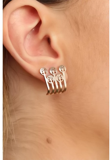 Rose Renk Ağaçlı Bayan Küpe Çok Renkli