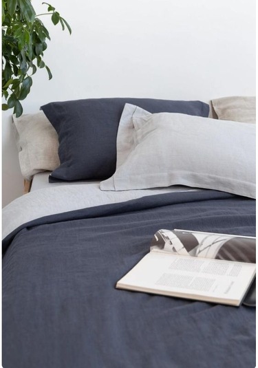 Lacivert-naturel% 100%100 Pamuklu Yıkamalı Vintage Çift Kişilik Nevresim Takımı, 200 X 220 Çok Renkli