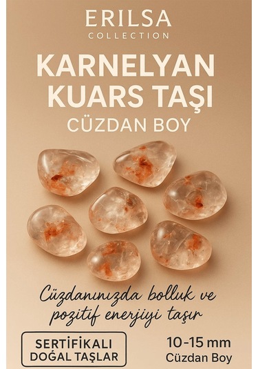 Sertifikalı Karnelyan Kuvars Taşı Kütle 10-15 Mm Bolluk Neşe Ve