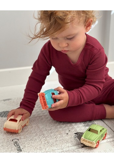 3'lü Minik Arabalar Seti Yeşil Bej Mavi Çok Renkli