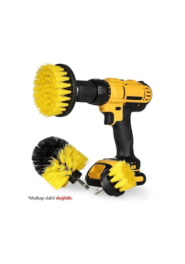 Matkap Ucuna Takılan 3 Lü Temizlik Fırça Seti Zorlu Kir Temizleme
