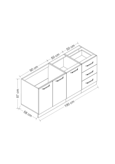 Minar 190 Cm Mutfak Dolabı Beyaz Antrasit 190-a1