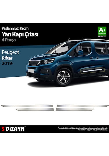 S-dizayn Peugeot Rifter Krom Yan Kapı Çıtası 4 Prç. 2019-2023