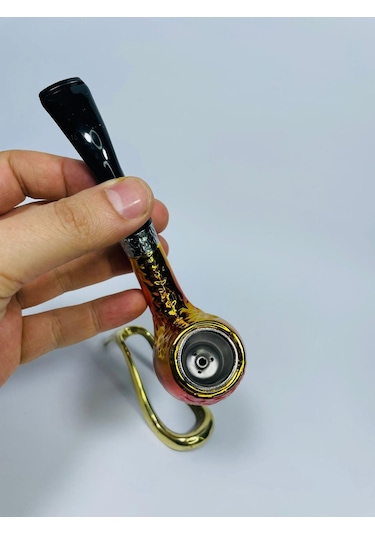 Alcan Fosforlu Sarı Damalı Filitreli Pipo //12cm