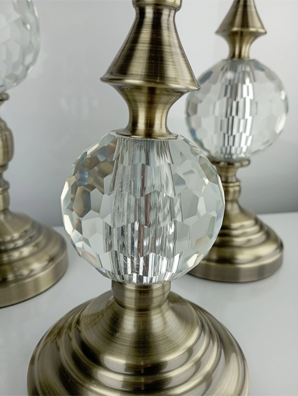 Alm-krşk-esktm Kristal 3lü Metal Dekoratif Obje Biblo Süs Eşya Salon Aksesuar Tv Sehpa Masa Konsol Ofis Salon Dekor