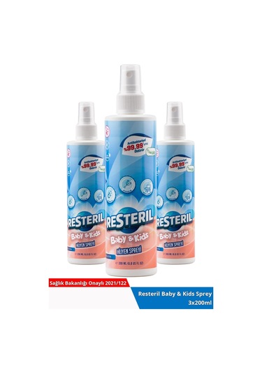 Resteril Doğal Alkolsüz Bebek Dezenfektan Su Bazlı Çocuk Alanı Spreyi 600 ML
