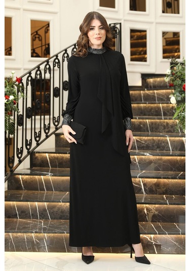 Efsane Tesettür Elbise Siyah Siyah