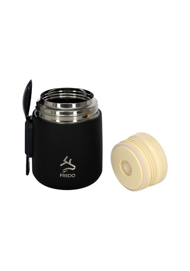 Duo Dine Bebek Siyah Mama Kabı & Yemek Saklama Termosu, Mug - 8 Saat Sıcak, 12 Saat Soğuk Tutma 500 Ml Siyah