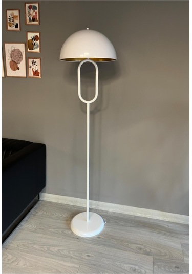 Beyaz Lambader Modern Dekoratif Metal Oturma Odası Çalışma Odası Zemin Lambası 6907 Beyaz