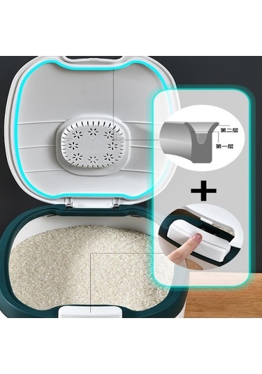 Pazly 9l Gri Pirinç Kutusu Böcek/nem Geçirmez Mühürlü Gıda Kavanozu Ev Pet Depolama Gri