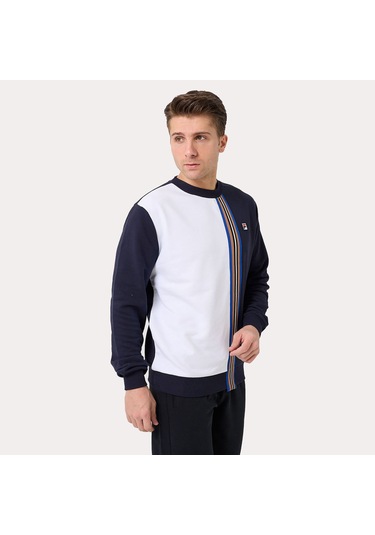 Lacivert Fila Erkek Bisiklet Yaka Sweatshirt Asymmetrical Tm411155 Lacivert