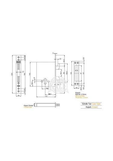Kale 267 Kancalı Plus Çelik Kapı Emniyet Kilidi Mandallı German Barelli
