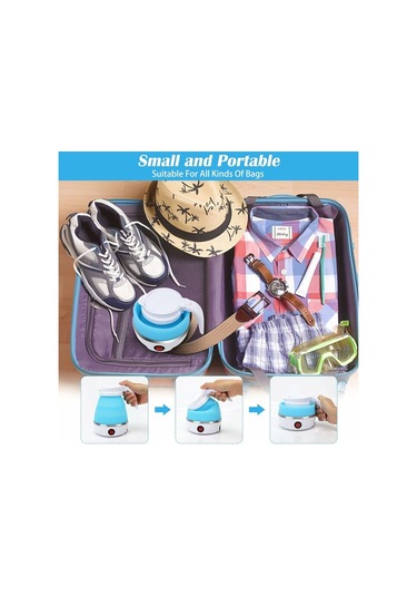 Su Isıtıcısı, Katlanabilir Su Isıtıcısı, Kamp Ocağı Su Isıtıcısı Katlanabilir Silikon Seyahat Su Isıtıcısı 0,6 L - Mavi Çok Renkli