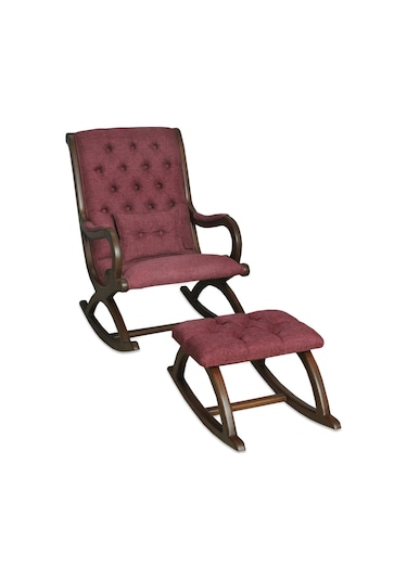 Asedia Rustik Ceviz Bordo Sallanan Sandalye Dinlenme Koltuğu