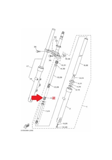 Yamaha Ybr 125 Esd / Ed Ön Amortisör Yayı 5vl-f3154-40