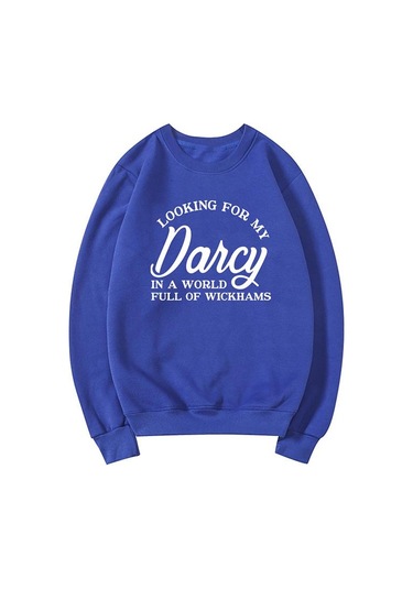 Mavi Benim Darcy Kazak'ımı Arıyorum Jane Austen Fan Kapüşonlu Kazak Wickhams Top'la Dolu Bir Dünyada Gurur Ve Önyargı Kazak Mavi