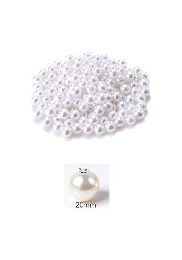 500 Gram 20mm Beyaz Renk Plastik İnci Boncuk Çanta Ve Takı Yapım Boncuğu 100 Adet