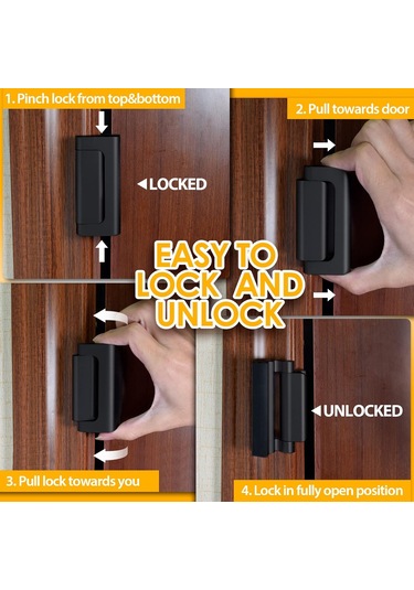 Ev Güvenliği Kapısı Kilit Kapısı Takviye Kilit Kapısı Kilitler Çocuk Güvenliği 2, Siyah