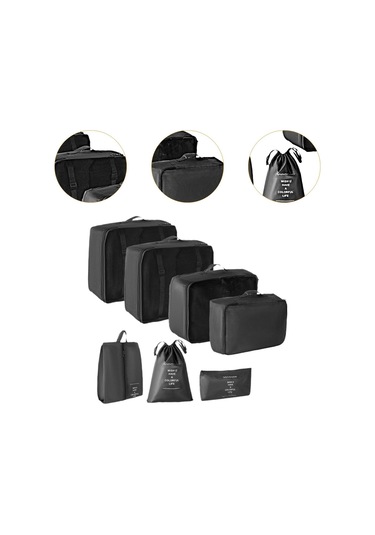 Homyl 7 Parça Ambalaj Küpleri Organizatörler İpli Çanta Siyah