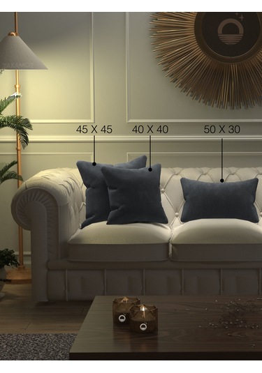 Karanlık Gri Kırlent , Yastık Kılıfı Kadife Görünümlü Velvet Touch Serisi Karanlık Gri