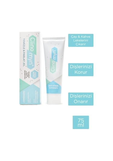 Clinomyn Temizle & Parlat Leke Giderici Diş Beyazlatan ve Parlatan Jel Diş Macunu 75 ML