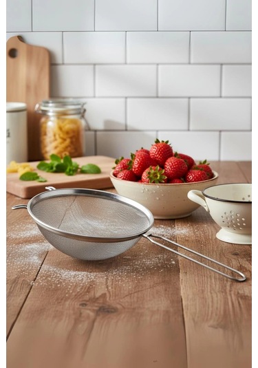 Paslanmaz Çelik Saplı Derin Süzgeç 25 Cm Metalik Gri Çok Renkli