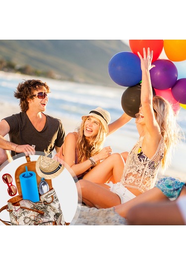 Mufunye Mavi Ev Elektrikli Balon Pompa, Portatif Sessiz Fonksiyonlu 220v Avrupalı Şarj, 2 Uçlu Balon Şişirici