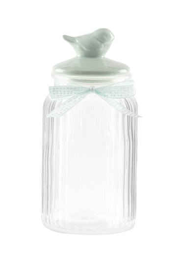 Madame Coco Kuşlu Kavanoz Silindir - Mint Yeşili - 1300 Ml 8684427063545 Yeşil