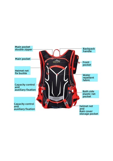 Didadodo 18l Su Geçirmez Nefes Alabilir Bisiklet Sırt Çantası - Hafif Ve Dayanıklı Outdoor Spor Çantası Siyah Siyah