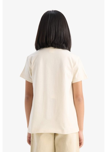 DeFacto Kız Çocuk Bisiklet Yaka Baskılı Kısa Kollu Tişört E0350A825SMER42 Ekru DeFacto Kız Çocuk Bisiklet Yaka Baskılı Kısa Kollu Tişört E0350A825SMER42 Ekru