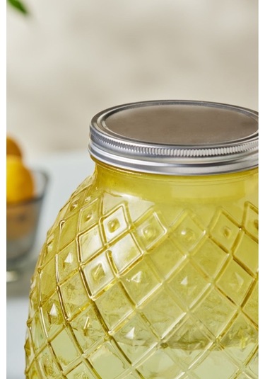 Karaca Melon Musluklu Kapaklı Cam Sebil Damacana Sarı 4650 ml