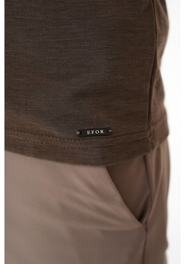 Slim Fit Düğmeli Polo Yaka Pamuklu Koyu Vizon Tişört Ts 879 Vizon