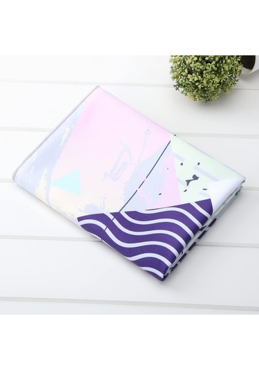 Ranyeek Mikrofiber Plaji Havlusu - Yüzen Yıkama İçin Hızlı Kuruyan - Mavi Yılan Balığı Desenli 160x80 Cm Çok Renkli