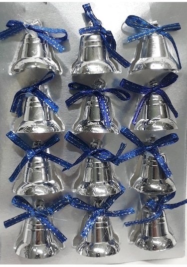 Gümüş Renk Çam Ağacı Plastik Çan Süsü 2,5 Cm