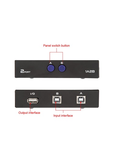 Xindoker 2 Port Usb 2.0 Yazıcı Paylaşım Aleti - Manuel Düğme İle Geçiş - Usb 1.1 Uyumlu - Dış Güç Gerektirmez