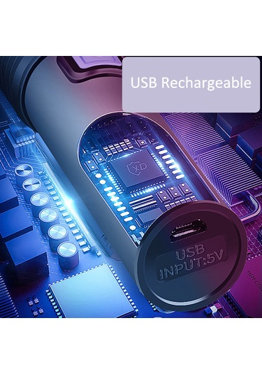 Maiyame Alüminyum Led El Feneri, 3 Işık Modu Güçlü/yumuşak/parlama , Zoom Özelliği, 1800mah Usb Şarjlı, T6 Ampul, Siyah-gri Çok Renkli