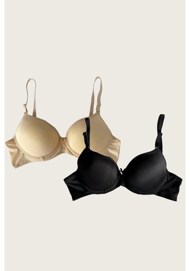 Ten-siyah 2li Mikro Kumaş İçi Boş Balenli Günlük Desteksiz Sütyen Görsel