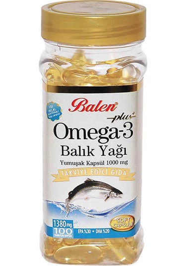 Balen Omega 3 Balık Yağı 1380 MG 100 Yumuşak Kapsül 3 Adet