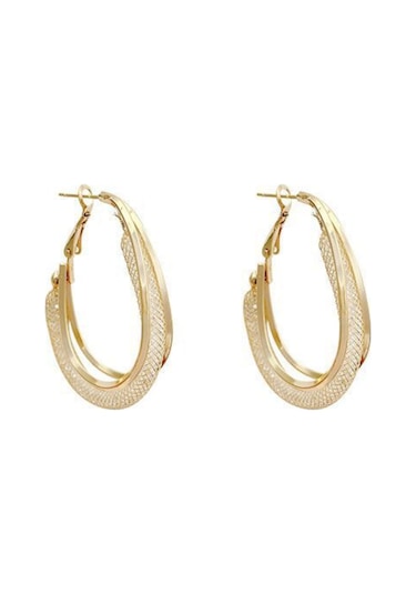 Moveevo Altın Renkli Metal Kanca Küpe - Delikli Ağızlı Kristal Tasarım, Gündelik Ve Özel Durumlar İçin Şık Aksesuar Gold