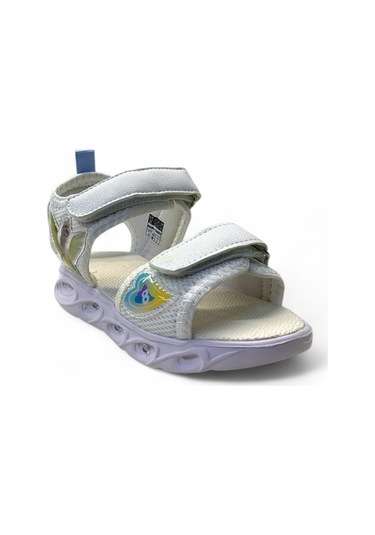 129 Kız Çocuk Okul Öncesi Hafif Işıklı Sandalet Beyaz