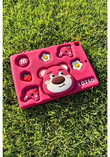 Apple Ipad 8. Ve 9. Nesil 10.2 Inç 2020 / 2021 Uyumlu Kedi Kılıf Standlı Eğlenceli Koruma Kırmızı