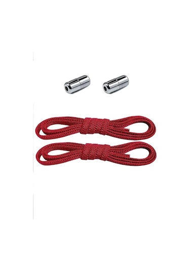 Ayarlanabilir 1 Çift Kırmızı Vidalı Kapsül Uçlu 6 Mm Lastik Pratik Bağcık Kırmızı