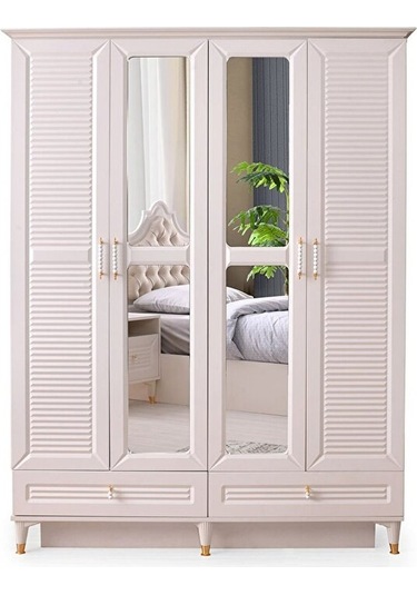 Kuğu Gardırop-4 Kapaklı-aynalı