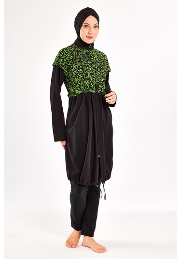 Spor Likra Tam Kapalı Tesettür Mayo Selına 1217 Siyah Siyah02 Siyah