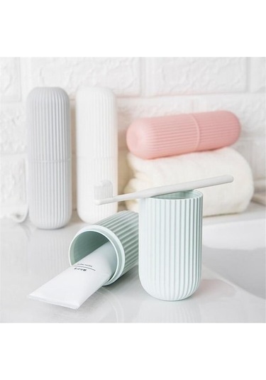 Novahub Beyaz Taşınabilir Çok Kullanımlı Banyo Odası Diş Fırçalama Yıkama Diş Seti Gargara Fincan Kutusu Kutusu Diş Diş Fırçalık 56663055 Beyaz Beyaz