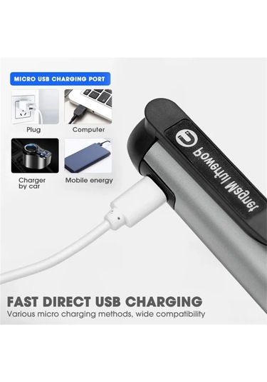 Aubyhe Alüminyum Abs El Feneri, Cob+led Işık, Type-c Şarj, Ipx4 Su Geçirmez, 300lm, Mıknatıs Ve Kalem Klasörü İle Taşınabilir Altın