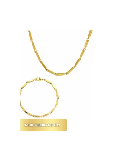 Küp Üçgen Model 1.sınıf Çelik Üzeri Altın Kaplama Kolye Bileklik Altın